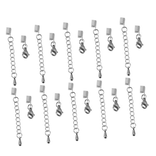 Sewroro 10 Stück Teiliges Klemmschließen mit Hummer Karabinerverschluss Robustes Lederband Verschluss Zubehör für DIY Armband Halskette Schmuckherstellung von Sewroro