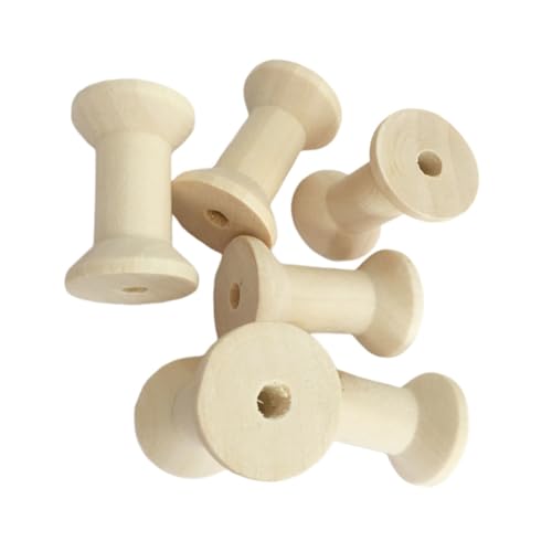 Sewroro 10 Stück Teiliges Leere Holzspulen Stundenglasförmige Garnrollen Naturbelassen zum Bemalen und Basteln Vielseitig für Faden Schnur Draht und Handarbeiten Geeignet von Sewroro