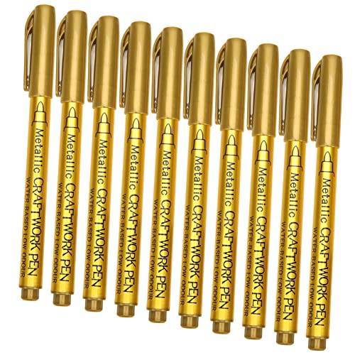 Sewroro 10 Stück Teiliges Metallic Paint Marker Schnelltrocknend Ergonmisch Geformt Langlebig Vielseitig für Holz Spezielle Farblackstifte für Graffiti Basteln Markieren von Sewroro