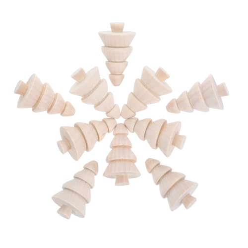 Sewroro 10 Stück Teiliges Mini-holz-weihnachtsbaum- Unbemalt Diy-holzfiguren für Weihnachtsdeko Handliche Mini-holzbäume für Bastelprojekte und Festliche Heimdekoration von Sewroro