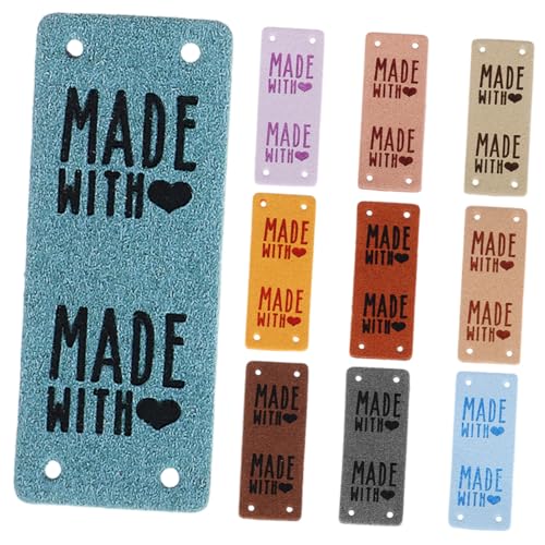 Sewroro 10 Stück Teiliges PU Leder Handmade Labels mit Löchern Flexible Lederetiketten zum Annähen für DIY Kleidung Jeans Taschen Hüte Strickwaren und Accessoires von Sewroro