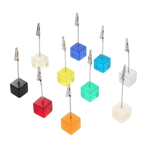 Sewroro 10 Stück Teiliges Resin Würfel Memo Clip Vielseitiger Foto Zettelhalter mit Metall Krokodilklemme als Hochzeit Tischdeko DIY und Schreibtisch Organizer Zufällige Zufällige Farbe von Sewroro