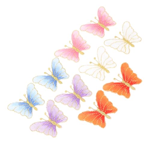 Sewroro 10 Stück Teiliges Schmetterlings patches Bestickte Applikationen DIY Textil reparatur Dekoration für Kleidung Taschen Hüte Einfache Anwendung mit Haushaltsbügeleisen von Sewroro