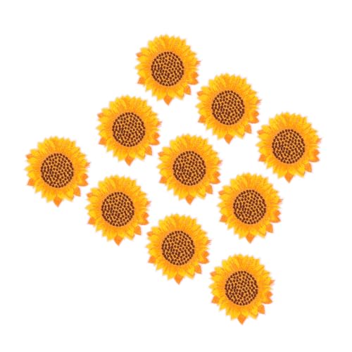 Sewroro 10 Stück Teiliges Set Bestickte Sonnenblumen Aufnäher zum Aufbügeln und Aufnähen Dekorative Stoffblumen Patches für Kleidung Jeansreparatur Rucksack Hut DIY Textil Applikationen von Sewroro