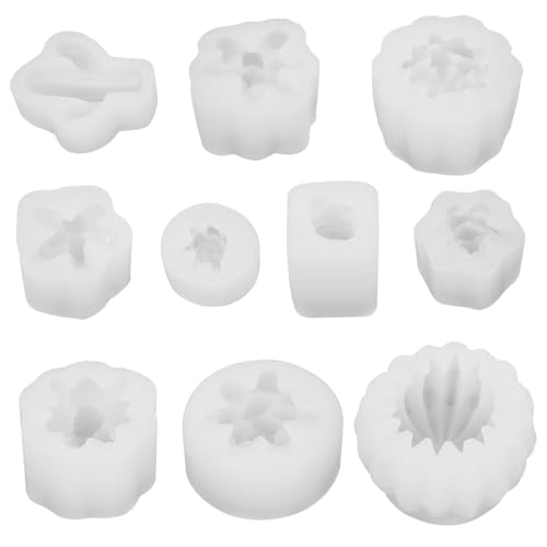 Sewroro 10 Stück Teiliges Silikon Kerzenform für DIY Duftkerzen Pflanzenmuster Flexible Gussform für Seife Eiswürfel und Mehr für Handarbeiten und von Sewroro