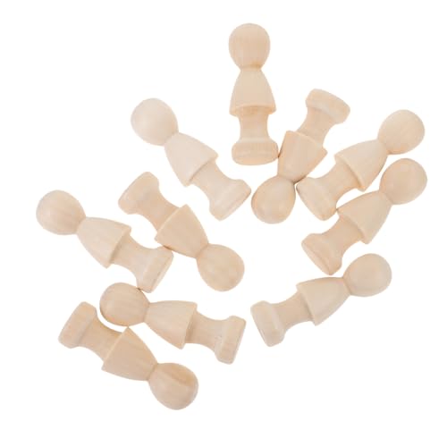 Sewroro 10 Stück Teiliges Unbemalte Holzpuppen Naturfarbene Peg Dolls zum Bemalen DIY Holzfiguren für Wohnraumdekoration und Malen von Sewroro