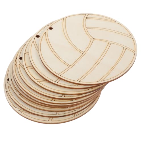 Sewroro 10 Stück Teiliges Volleyball Holzscheiben zum Basteln Robuste DIY Holzplatten ohne Splitter Handbemalbare Holzdekoration für Sichere und Langlebige Holzstücke für Kreative von Sewroro