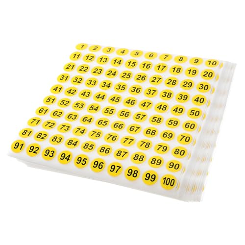 Sewroro 100 Blatt Wasserfeste Nummernaufkleber Selbstklebende Klassifizierungssticker für Flaschen Schränke und Diy Projekte Runde Etiketten mit Gelbem und Schwarzer Sewroro 100 Blatt Wasserfeste Nummernaufkleber Selbstklebende Klassifizierungssticker für Flaschen Schränke und Diy Projekte Runde Etiketten mit Gelbem und Schwarzer von Sewroro