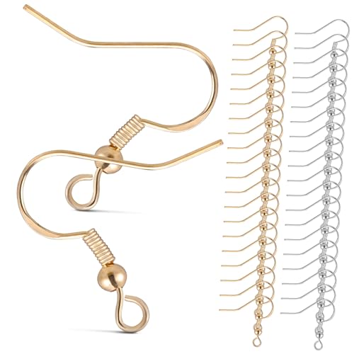 Sewroro 100 Paare Ohrhaken Silber und Gold Nickelfrei Leicht Poliert DIY Schmuckzubehör für Individuelle Ohranhänger Geeignet für Alltag Party Hochzeit und Besondere Anlässe von Sewroro