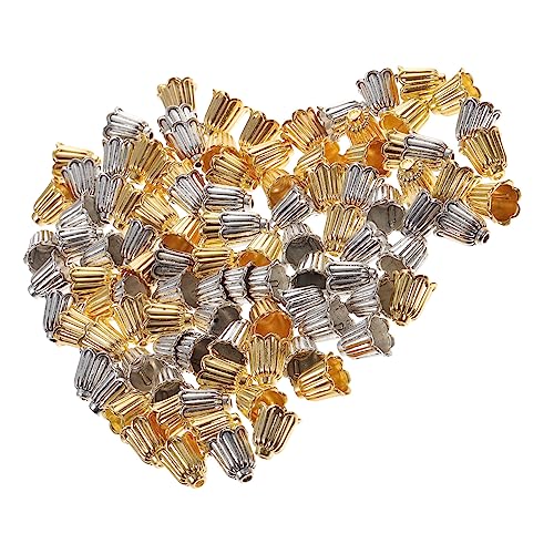 Sewroro 100 Stück Blütenperlenkappen Antikem Legierungs Material DIY Schmuckzubehör für Ohrringe Armbänder und für Kreative Bastelprojekte Goldene Silberne von Sewroro