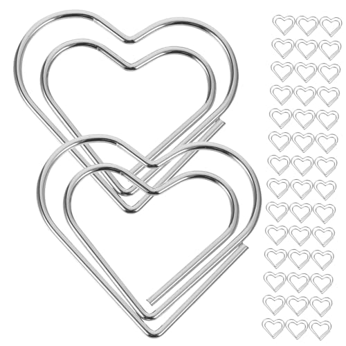 Sewroro 100 Stück Büroklammer Papierclip Klare Fotoclips Herzen Büromaterial Für Frauen Planke Klarer Herzstoß Herz-papierausschnitte Weiße Klebrigkeit Steckbretter Für Wände Silver Metall von Sewroro