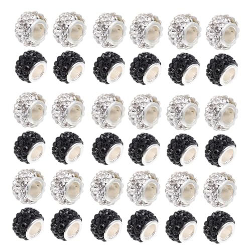 Sewroro 100 Stück DIY Strass Perlen Armband Zubehör Große Lochperlen in Schwarz und Weiß Langlebiges Material für Bastelperlen Auffädeln Schmuckherstellung und DIY Craft Supplies Sewroro 100 Stück DIY Strass Perlen Armband Zubehör Große Lochperlen in Schwarz und Weiß Langlebiges Material für Bastelperlen Auffädeln Schmuckherstellung und DIY Craft Supplies von Sewroro