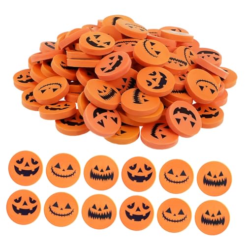 Sewroro 100 Stück Halloween Radiergummis Kreative Kürbis Radierer aus Tpr Material Papierfreundlich Vielfältige Designs Lustige Schulbedarf Partygeschenke für Herbst Thanksgiving von Sewroro