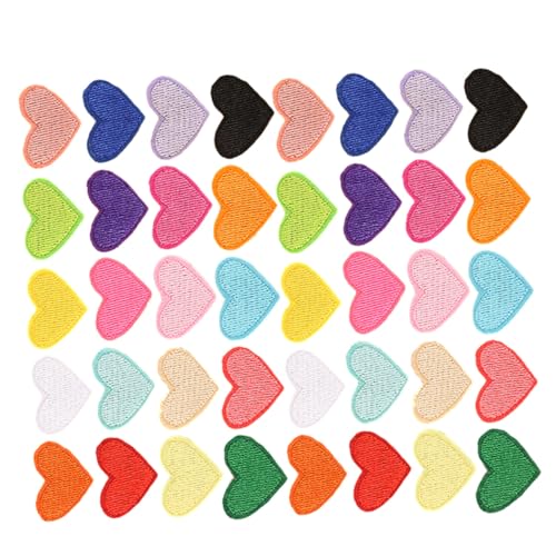 Sewroro 100 Stück Herzförmige Stickerei Bügelflicken Bunte Stoff Applikationen Zum Aufnähen Für Kleidung Jacken Rucksäcke Schuhe DIY Kreative Reparatur Dekoration von Sewroro