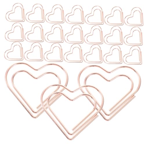 Sewroro 100 Stück Kleine Büroklammern Herzform Roségold Metall Papierklammern Dekorativ Stabil für Büro Organisation Notizen Kalender Scrapbook Geschenkideen von Sewroro