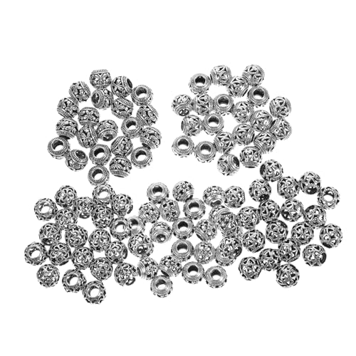 Sewroro 100 Stück Metall Spacer Perlen Großes Loch Hohl Rund Retro Perlen Für Diy Armbänder Halsketten Schmuckherstellung Sewroro 100 Stück Metall Spacer Perlen Großes Loch Hohl Rund Retro Perlen Für Diy Armbänder Halsketten Schmuckherstellung von Sewroro