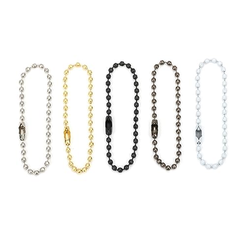 Sewroro 100 Stück Metall -tag -hangkette Schild Perlenketten Stahlkette Ball Schlüsselanhänger Kugelkettenverbinder Schlüsselbund Ringe Hängende Kette Charm Halskette Kette Golden von Sewroro