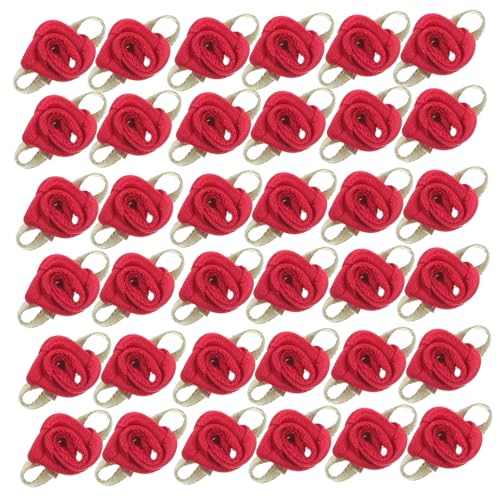 Sewroro 100 Stück Mini Satinrosen mit Grünen Blättern Langlebige Realistische Stoffblumen für Valentinstagsbasteln Hochzeitsdeko Handgefertigte DIY-Verzierungen von Sewroro