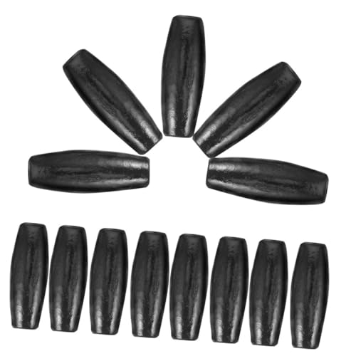 Sewroro 100 Stück Ovale Holzperlen Abstandsperlen für Armband ovale Formbohnenperlen Halskette Abstandsperle Abstandsperlen aus Holz ovale Anhänger große Lochholzperlen Schwarz von Sewroro