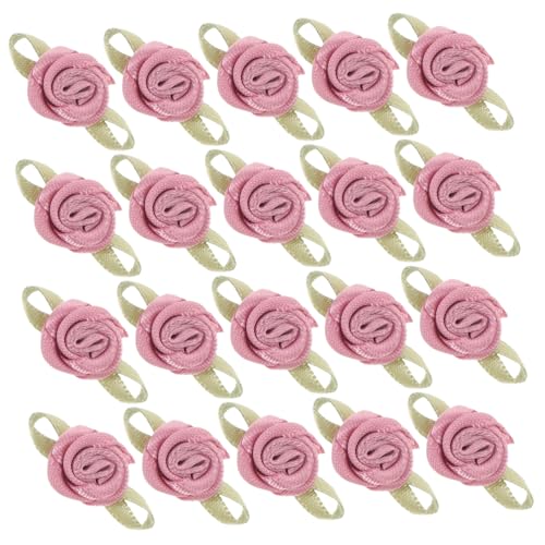 Sewroro 100 Stück Satinband Rosen Applikationen Langlebige Stoffblumen mit Blättern für DIY Basteln Hochzeitsdekoration Geschenkverpackung und Nähzubehör Farbintensiv und Vielseitig von Sewroro