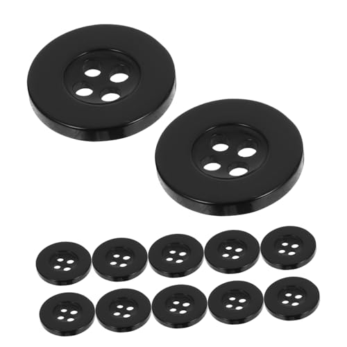 Sewroro 100 Stück Schwarze Runde Resinknöpfe mit Löchern Kante Stabile Nähknöpfe für Kleidung DIY Bastelknöpfe für Hemden Anzüge Mäntel und Pullover von Sewroro