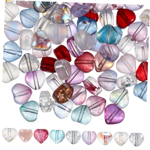 Sewroro 100 Stück Teiliges Herzförmige Glasperlen Bunte Lose Perlen Kreative DIY Schmuckherstellung Armbänder Halsketten Ohrringe Basteln Zubehör von Sewroro