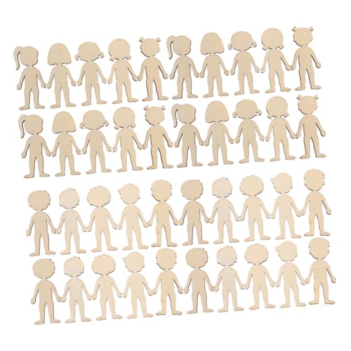 Sewroro 100 Stück Teiliges Holzfiguren Jungen Mädchen Basteln Unlackierte Holz Ausschnitte DIY Kreative Bastelmaterial Holzdekoration für Kindergarten und Handarbeit von Sewroro