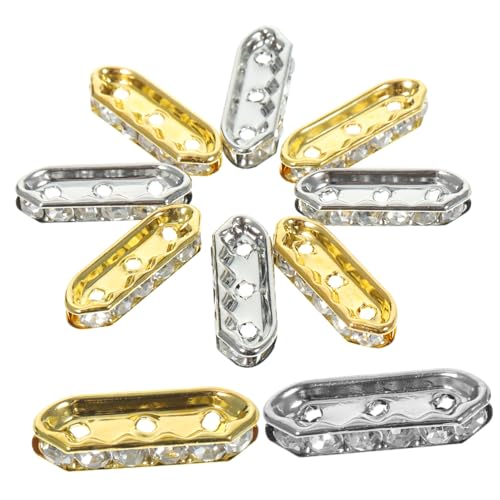 Sewroro 100 Stück Teiliges Metallperlen Dreilochige Rhombusförmige Spacer Perlen in Gold und Silber Langlebige Schmuckzwischenstücke für Mehrsträngige Armbänder DIY Halsketten von Sewroro