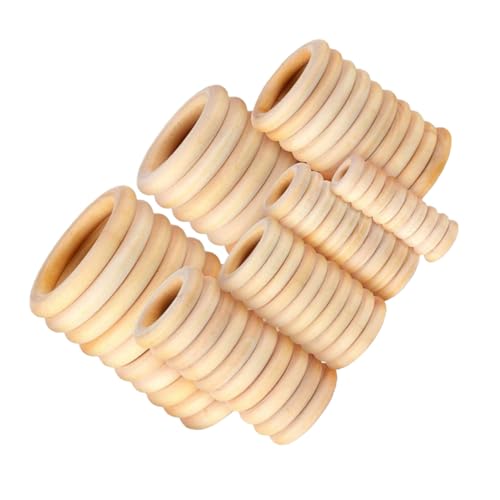 Sewroro 100 Stück Teiliges Naturfarbener Holzringe in Vielseitige Bastelringe aus Massivem Holz für Vorhangringe DIY Anhänger Makramee Stabile Verbindung und Dekoration von Sewroro