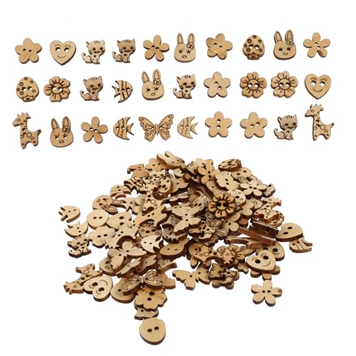 Sewroro 100Stücke Holzknöpfe für DIY Cartoon Designs Holzfarbe Basteln und Kinderbekleidung Langlebig und Vielseitig Einsetzbar von Sewroro