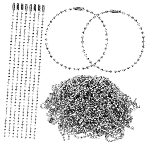 Sewroro 100Stücke Verstellbare Ketten mit Kugelverbinder Schlüsselanhänger Antike Metallperlen für DIY Projekte und Erkennungsmarken von Sewroro
