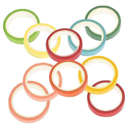 Sewroro 10Rollen Washi Tape Regenbogenfarben Klebeband für Scrapbooking DIY Dekoration und Kunsthandwerk zum Verzieren von Notizbüchern und Geschenken von Sewroro