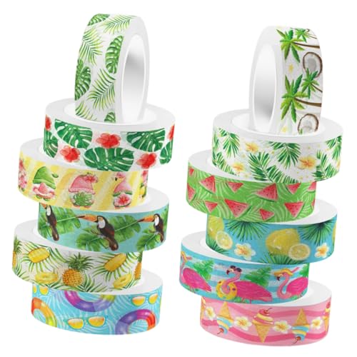 Sewroro 12 Rollen Grünes Washi Tape Dekoratives Leicht Abreißbares DIY Klebeband Papier für Scrapbooking Journaling Geschenkverpackung und Kreative Bastelprojekte von Sewroro