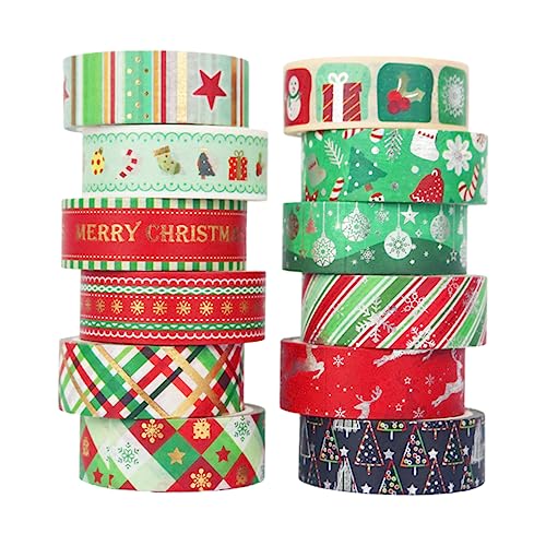 Sewroro 12 Rollen Weihnachts Themen Washi Tape Set Diy Klebeband für Notizbücher Scrapbooking Bastelprojekte Zufällige Designs Festliche Dekoration von Sewroro