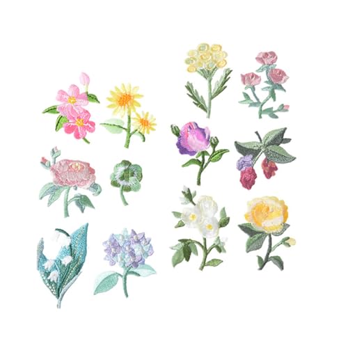 Sewroro 12 Stück Blumenbeet Blumen- Dekoration Pailletten Trimmen Aufnäher Mit Blumenstickerei Stickereiflecken Für Kleidung Funkeln Abzeichen Annähen Individuell Gestickter Aufnäher Stoff von Sewroro