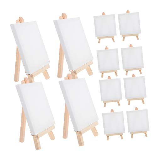 Sewroro 12 Stück Kinderstaffeleien Malständer Basteln Blanko Leinwände Zum Malen Kunststaffelei Kunstleinwand Staffeleiständer Für Hochzeitsschild Kleiner Staffeleiständer von Sewroro