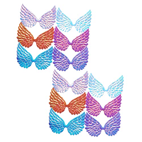 Sewroro 12 Stück Kreative Engel Flügel Patches Iridescente Haarschmuck DIY Bastelmaterialien Weiß Blau Gold Lila und Fuchsia für Dekorationen von Sewroro