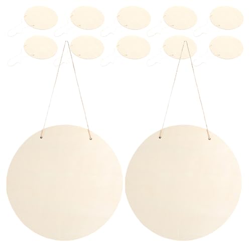 Sewroro 12 Stück Rundes Holzschild Unlackierte Holzscheiben für Diy Projekte Hängendes Bastelschild für Malerei und Kreative Gestaltung von Sewroro