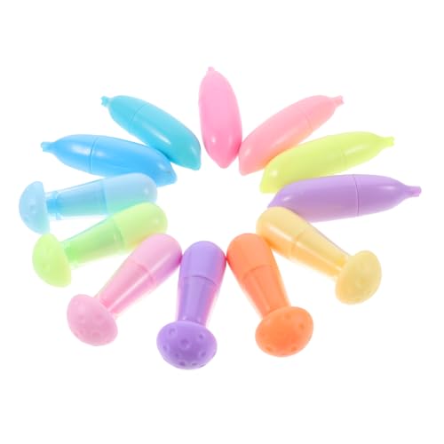 Sewroro 12 Stück Teiliges Bunte Cartoon Marker Stifte Fluoreszierende Mini Textmarker für Schüler Vielseitig Kunststoff Leicht und für Büro und Schule von Sewroro