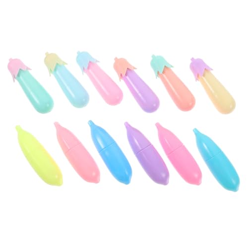 Sewroro 12 Stück Teiliges Cartoon Marker Fluoreszierende Mini Textmarker für Schüler Handliche Leichte Markierstifte Buntes Schreib und Zeichenzubehör für Schule und Büro von Sewroro