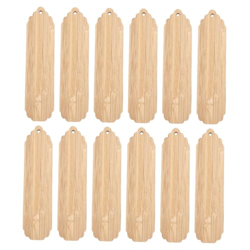 Sewroro 12 Stück Teiliges DIY Holz Lesezeichen aus Nachhaltigem Bambus Unbehandelte Holzanhänger mit Loch für Gravur Malerei und Kreative Gestaltung Personalisierbar für Weihnachten von Sewroro