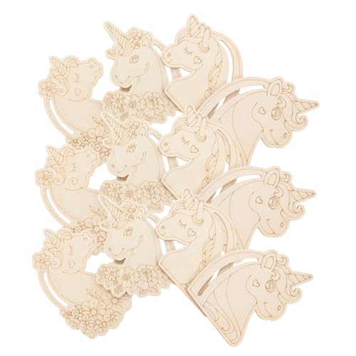 Sewroro 12 Stück Teiliges DIY Holz einhorn Bastelset Unlackierte Holzfiguren zum Bemalen Kinderfreundliche Holz graffiti materialien für Kreative Handarbeiten und Individuelle von Sewroro