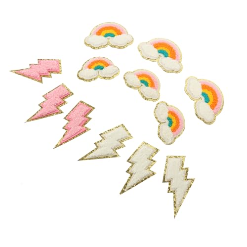 Sewroro 12 Stück Teiliges Gestickte Regenbogen Aufnäher mit Selbstklebender Rückseite Vielseitig Bügel Nähbar für Kleidung Taschen Schuhe und DIY Langlebige Polyesterflicken zur von Sewroro