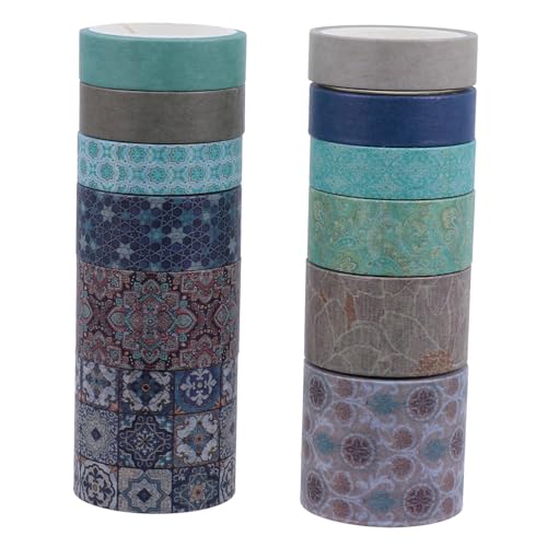 Sewroro 12 Stück Teiliges Retro Washi Tape Buntes Dekoratives Klebeband für DIY Scrapbooking und Handwerksprojekte Sicheres Papiermaterial Rückstandsfrei Entfernbar für Kreative von Sewroro