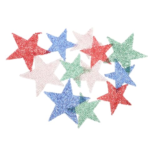 Sewroro 12 Stück Teiliges Strass Stern Aufnäher aus Resin Glänzende Candy Farben Langlebig und Fest Haftend für DIY Kleidung Jeans Schuhe Jacken und Taschen von Sewroro