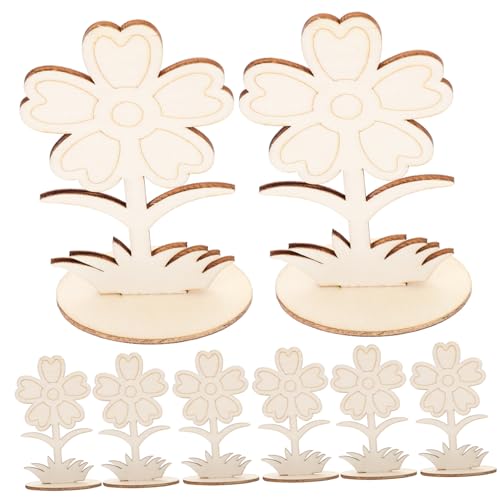 Sewroro 12 Stück Teiliges Unvollendete Holzblumen Bastelornamente aus Stabilem Holz Blanke Blumenformen zum Bemalen und Dekorieren DIY Holzblumen für Wohnraum Festtagsdeko von Sewroro