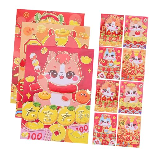Sewroro 120 Stück Rote Umschläge Pferdejahr Glücksumschläge Cartoon Stil Hongbao Umschläge für Chinesisches Neujahrsfest Hochzeit Frühlingsfest Lunar Geldgeschenke von Sewroro