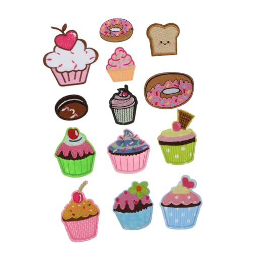 Sewroro 13 Stück Teiliges Cake Aufnäher Cartoon Kuchen zum Aufbügeln oder Aufnähen DIY Kleidung Flicken für Mädchen Langlebige Textur Vielseitig Verwendbar für Kleidung Schuhe und von Sewroro
