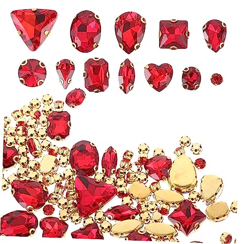 Sewroro 130 Stück Strasssteine für Diy Handnähbare Dekorationsmaterialien für Kleidung und Taschen Großes Rot Sewroro 130 Stück Strasssteine für Diy Handnähbare Dekorationsmaterialien für Kleidung und Taschen Großes Rot von Sewroro