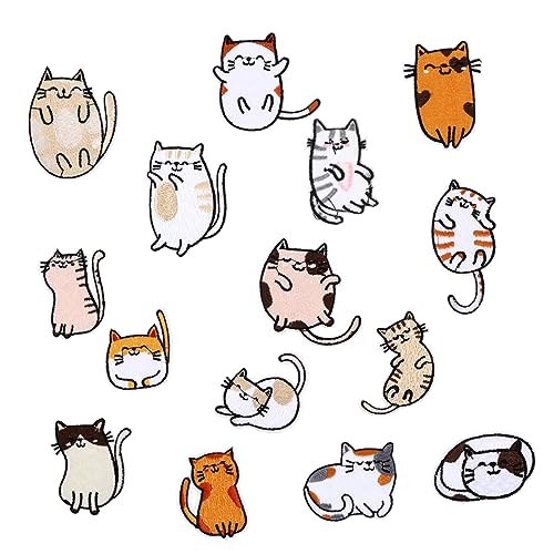 Sewroro 15 Stück Bestickte Katzen Flicken Stoffaufkleber Katzen Patch Katze Für Katzenliebhaber Hut Patches Katzenstift Nähflicken Porenstreifen Aufnäher Zum Aufnähen Kätzchen von Sewroro